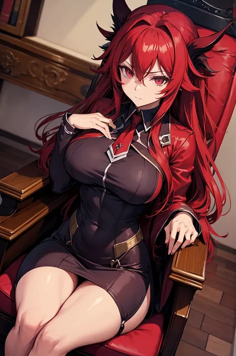 rias gremory on the class sitting chair 
