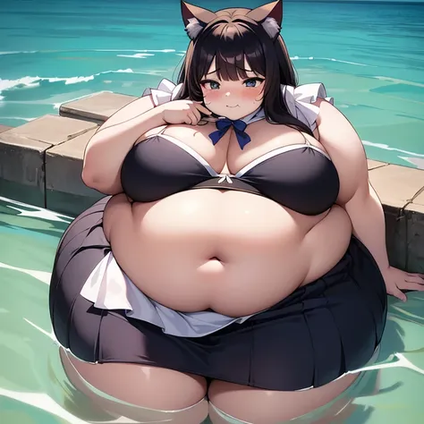 （masterpiece、best quality、super quality、perfect anatomy、detailed、intricate details、Impeccable attention to detail、Superb execution、Beautiful big breasts、upscale、Perfect craftsmanship、expressive art：1.3），（fat、chubby、Plum：3.45）， 2 girls，captain, black hair c...