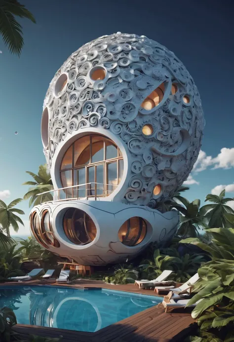 (best quality,4k,8k,highres,masterpiece:1.2),ultra-detailed, A capsuled modern hi-fi hotel-resort in the moon, zentangle, origami, cinematic, 3d crunch, by my self...lol