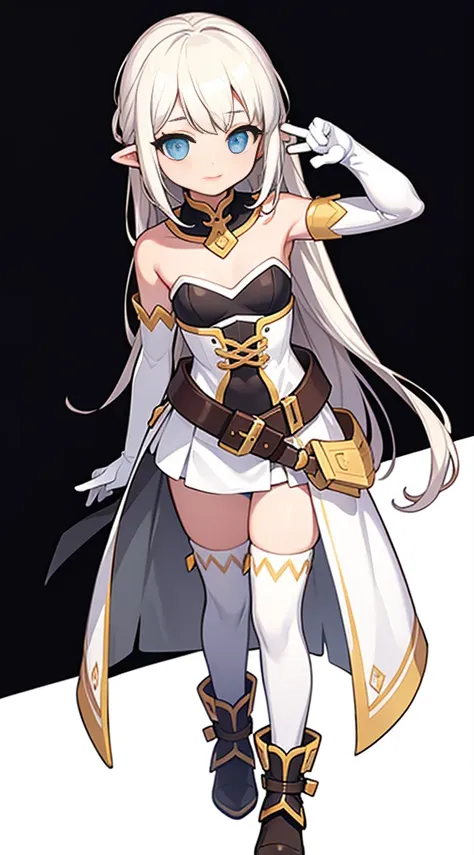 bustier, (((white background))), standing, fantasy clothes,  , elbow gloves, full body,