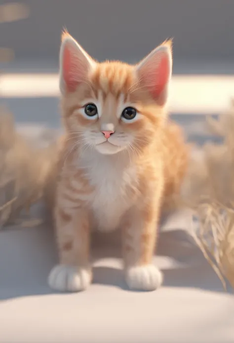 (best quality,4K,8k,high resolution,masterpiece:1.2),Super detailed,(actual,lifelike,photorealistic:1.37),A cute kitten trembles slightly,Soft fur texture,Delicate paw pads,expressive eyes,Cute beard,Vulnerability tips,Wagging its tail gently,playful gestu...