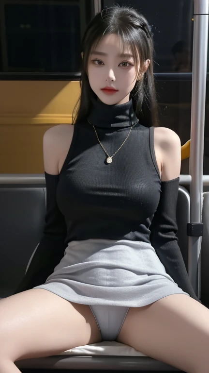 play sports often, (Open chest turtleneck dress:1.2), ()、No panties, (Cyberpunk settings: 1.2), compensate,, (1 girl: 1.4), highest quality, masterpiece, (reality: 1.2), young woman, lady, detailed face, fine eyes, fine hair, fine skin, looking at the view...