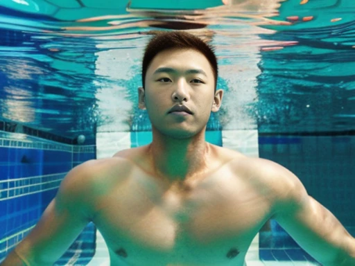 full body image of a japanese man、a drama in which a japanese male swimming club member is found dead..、a drama in which a japan...