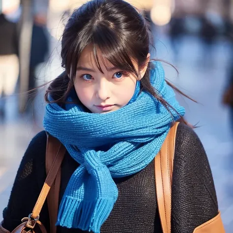 beautiful, chinese, girl, cat walking, wearing coloured winter clothes, rome, blue scarf, glowing eyes, blushing, wearing tights