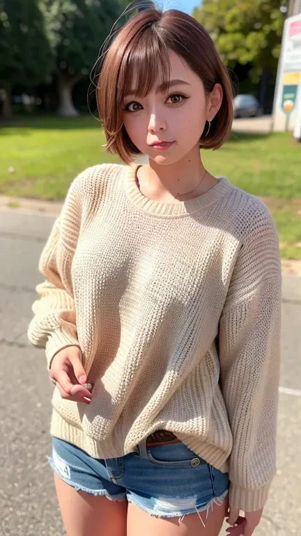 Nikon RAW photo,8 k, Fujifilm XT3,masterpiece, best quality, realistic, photorealistic, ultra detailed,1girl,nvshen, sweater, short hair,
