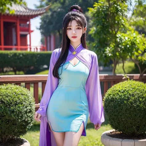 Novel Douluo Dalu，Female character is 16 years old，Qibao Glazed Pagoda，Ning Rongrong，CG animation，Purple eyes，energetic and cute，National comic style