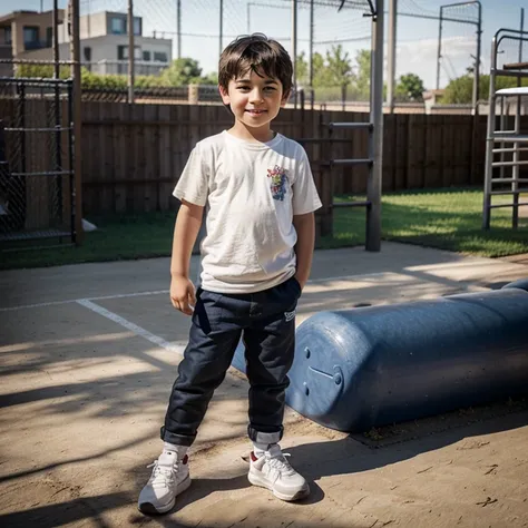 Draw a little boy, who plays on the playground