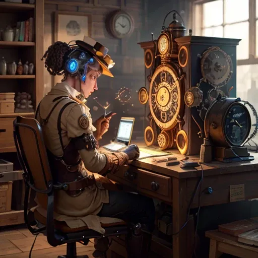 Steampunk AI, Inventor working on a time machine