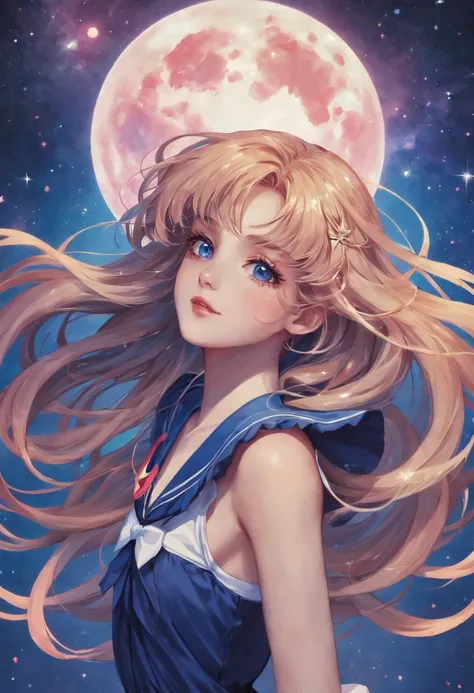 (best quality,4k,highres,masterpiece:1.2),ultra-detailed,realistic:1.37,anime,anime girl with long hair in a starry sky,anime girl with universe hair,just bartel,sailor moon,beautiful,hair inspired by Naoko Takeuchi,anime art nouveau style cosmic display,b...