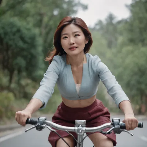  Middle-aged Japanese girl riding a sexy Disney bike