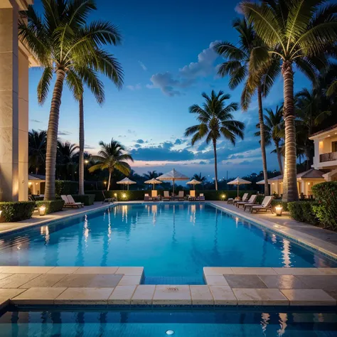 ５Star luxury resort hotel, I can see the sea, pool, marble, Palm tree, night, light up