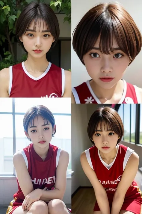 ((top-quality)),(​masterpiece:1.4),Raw photography,8K,((Top image quality)), ((Top resolution)),Beautiful face in every detail,Very detailed,Gentle expression,(One lady:1.3 ),realisitic,photo realisitic,(Bery short hair:1.4),(Beautuful Women),(cute Japanes...