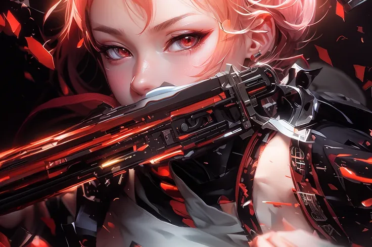 anime man with a gun in her hand and blood on her eyes, by Yang J, artwork in the style of guweiz, rossdraws sakimimichan, artgerm and atey ghailan, by Shitao, guweiz on artstation pixiv, persona 5 art style wlop, guweiz, inspired by Yanjun Cheng,masterpie...