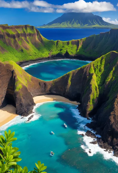 Hawaii - famous vacation destination，Featuring spectacular volcanic landscapes、Stunning beaches and plenty of water activities。actual masterpiece, Master top quality, best quality ultra hd