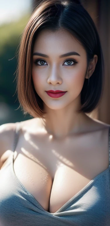 ((Best picture quality, 8K,tmasterpiece:1.3,)), ((Karina Lyla))，1girll, Beautiful woman with slender abs:1.3, (Casual hairstyle,鎖骨，Huge bust， Leaky big breasts:1.2，cleavage,Tattooed with), Ultra-fine face, 詳細な目, 二重まぶた