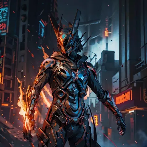 Kamen rider dragon empire, fire,background cyberpunk,HD image