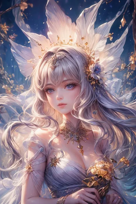 (High quality:1.4),(Masterpiece:1.4),Very detailed,8ก,CG,beautiful,upper body,Lonely,girl thumb,little princess,Pink chiffon royal court dress,garden background,Detailed facial features,long curly hair,Almond-shaped eyes,Exquisite eye makeup,Long and thick...