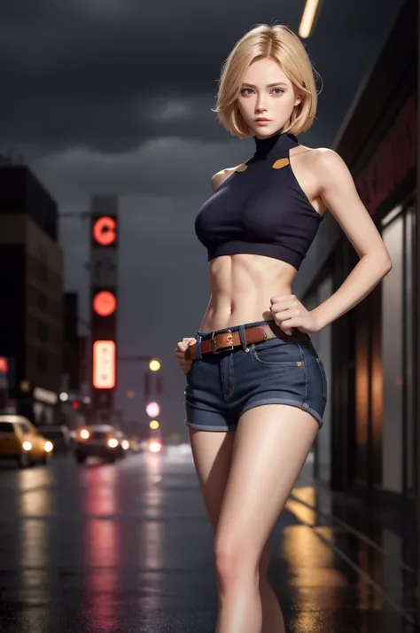 maryms, best quality, (beauty), masterpiece, 1 girl, render based on physics, ultra highres, narrow waist, thin, big eyes, long legs, (small breasts), swollen eyes, night, (rainy city), bright skin, facing the viewer, fighting posture, (close the fist), fi...