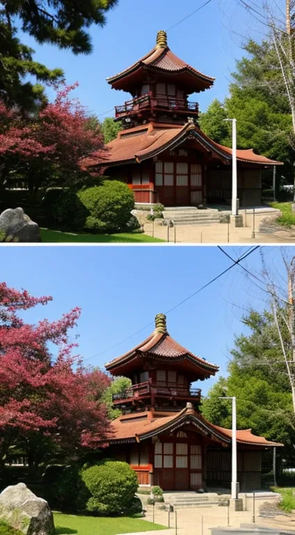 Realistic Japanese shrines that look like photos,Image of building only,Landscape only