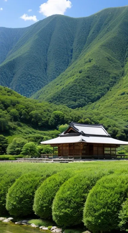 Realistic Japanese temples that look like photos,Image of building only,Landscape only,built deep in the mountains