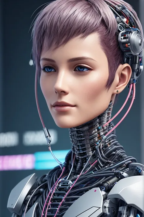 Electronic Systems On-Head Humanoids |Cyborg Woman| With a detailed brain that you can see| With a delicate heart that can be seen| Muscle cable wire | Realistic Skin| Biopunk| Cybernetics | Cyberpunk | Canon M50| 100mm| Sharp Focus | Gently| Hyperrealism ...