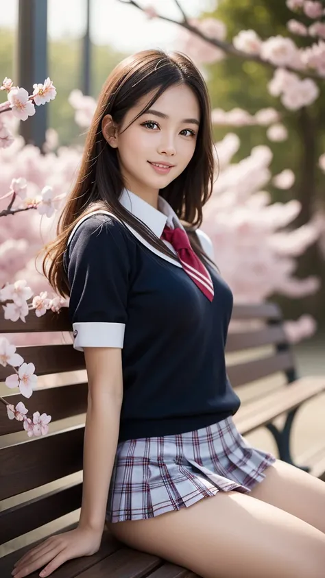 (1 girl), wonderful face and eyes, (big round eyes:1.15), (Highly detailed beautiful face), smile, micro bikini、(school uniform, pleated mini skirt:1.3), (school uniform with open breasts), (highest quality:1.4), (super detailed), (surreal, realistic:1.37)...