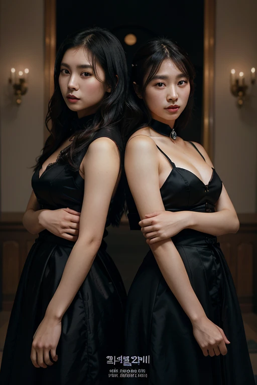 In a setting of elegance and mystery, the cover of this magazine features two Korean women with their backs to the camera, in an engaging visual composition. Dressed in gothic and educational attire, the female silhouettes stand out against the ethereal ba...