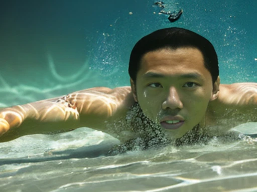 full body image of a japanese man、a drama in which a japanese male swimming club member is found dead..、a drama in which a japan...