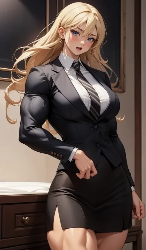 , (muscular female:1.1),blazer, skirt ,muscular thighs,
masterpiece, best quality,  extremely detailed face, perfect lighting, extremely detailed CG,open mouth,