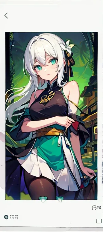 white-haired girl，emerald green eyes，，