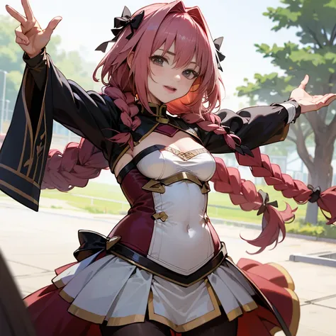 Top Quality, 8K, 4K, High Definition, Detail, Astolfo, FGO, Women, Bright Park, Flat Breasts, Long Braids, Lots of Guests,