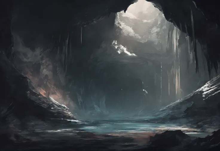 cave, dark cave, masterpiece, digital art