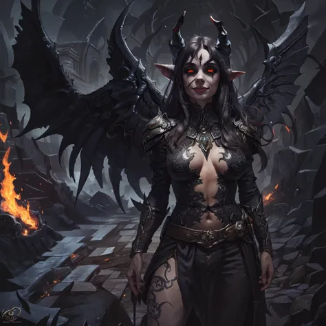 (highly detailed:1.3), evil smile, black sclera, , mgedemon, wings, tail, nude, completely nude, Ultra-detail, (highres:1.1), best quality, (masterpiece:1.3), cinematic lighting,l, hetero, vaginal,
