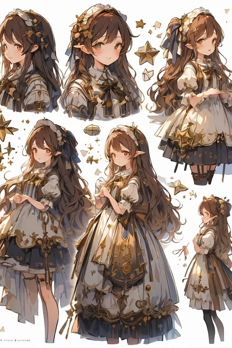 (masterpiece:1.2), best quality,pixiv,fairy tale girl, 1 girl, brown hair, brown eyes, brown dress, lolita fashion, all brown th...