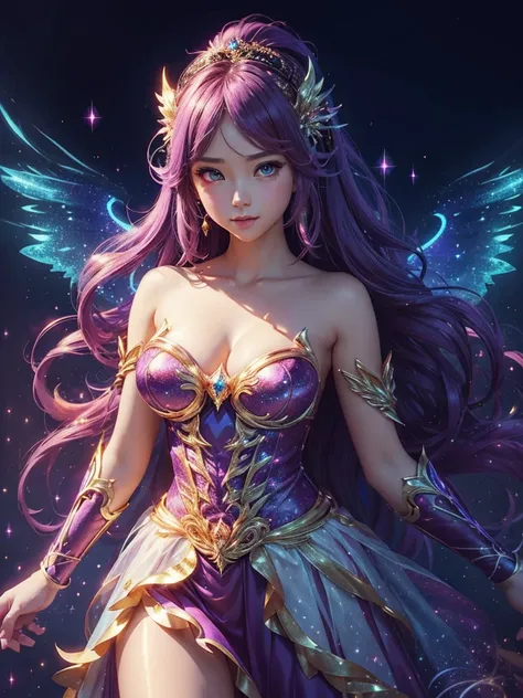 Dream transformation into a gorgeous magical girl costume，Let you transform from an ordinary girl into a hero with magical power, exuding a mysterious light，Highly detailed digital art with lighting effects that give a magical feel，fantasy art behavior，Sur...