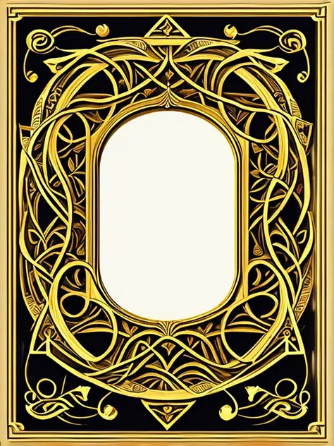 FRAME FOR CARD GAME WITH ARABESQUES STYLE ART NOUVEAU, GOLD COLOR