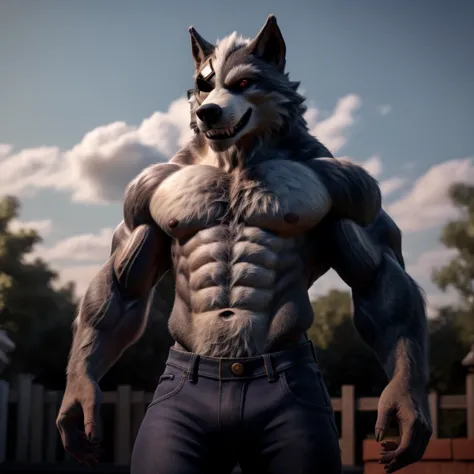 werewolf,male,adult,alone,4K,best quality,Best quality,,whole body,looking at the audience,,hairy body,Topless,No clothes on,bared  chest, Hairy chest,furry tail ,Lean muscles,slim body(Athletic body:1.0), Pink nipples, Six-pack abs, anatomically correct,D...