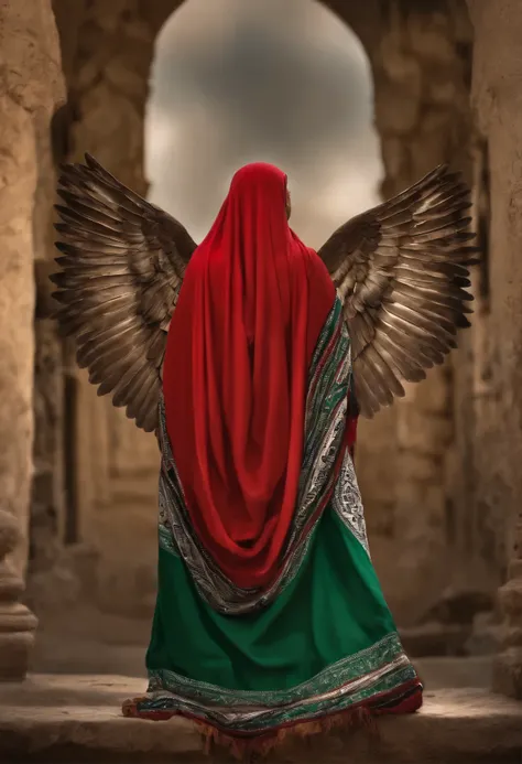 A little angel covered in the Palestinian flag