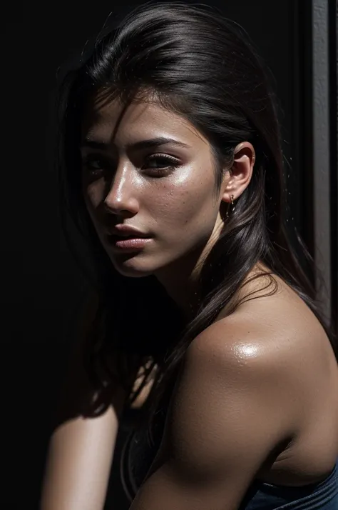 portrait of a girl with a dragon tattoo on her arm, bright colors,  hard shadows, Artistic photography, soft focus, atmospheric perspective, diffusion, pore correlation, skin imperfections, depth of field, complex natural lighting. 