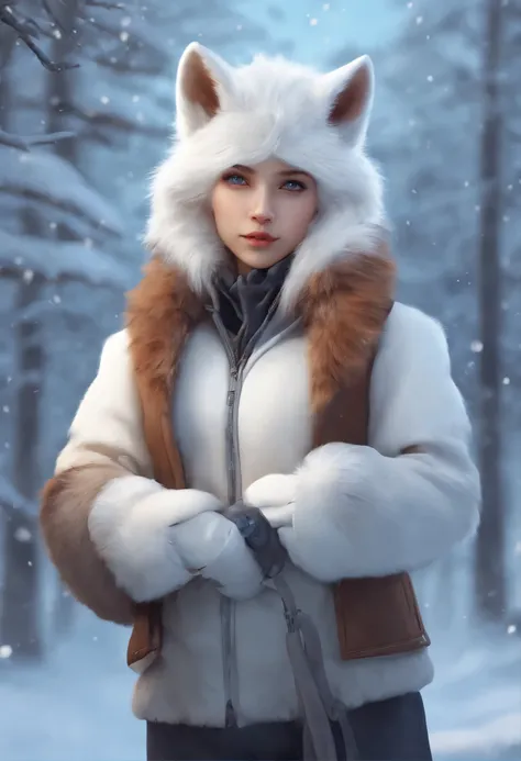 Style-NebMagic, Portrait of Ismail Inoglu, antelope, James Jean, Anton Fadeev and Yoshitaka Amano, A cute furry arctic fox in the snow，Wearing Style-SylvaMagic scarf, Very detailed, 8K resolution, The art of math, Popular topics on Artstation, bright color...