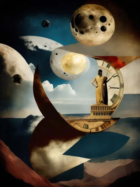 masterpiece, surreal collage, collage a forgotten gateway of time and space