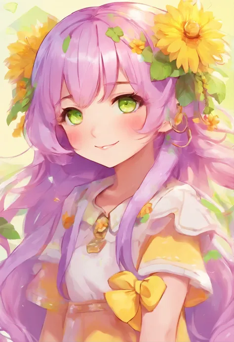 girl with,Light purple hair,Yellow-green eyes,Bright background,天空