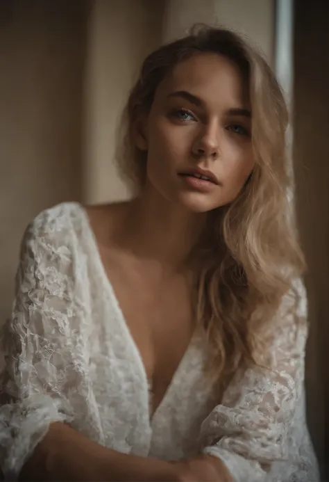 Femme en débardeur et culotte assortie, fille sexy aux yeux bleus, Portrait de Sophie Mudd, Portrait de Korina Cope, cheveux blonds et grands yeux, selfie d&#39;une jeune femme, Son maquillage, maquillage naturel, Regardez directement dans la caméra, Visag...