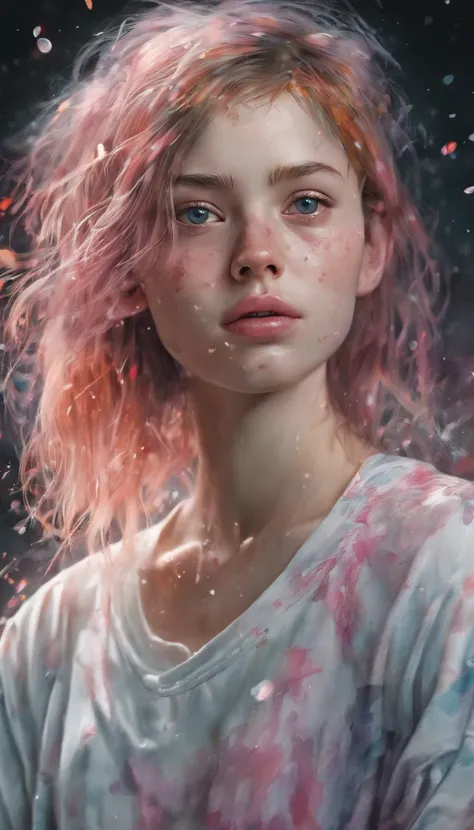 (best quality,4k,8k,highres,masterpiece:1.2),ultra-detailed,(realistic,photorealistic,photo-realistic:1.37),Girl with Agnes Cecile, brilliant design, Pastel colors, ink drops, Autumn lights.