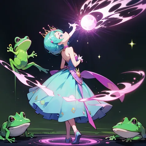 A beautiful princess was magically turned into a frog, but the spell was broken and she turned back into a human.