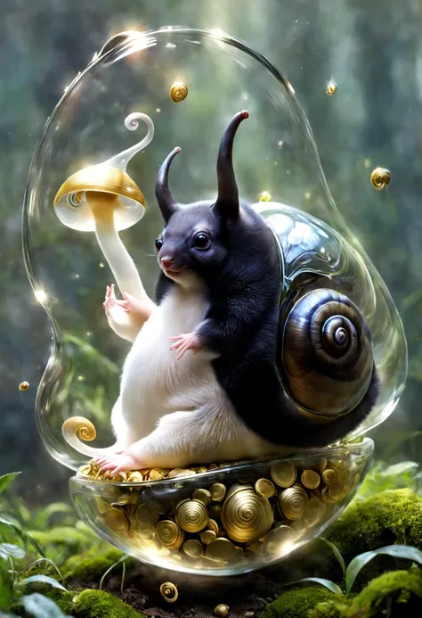 The transparent snail is a small、mammals，Looks a bit like a short-haired badger or bear，They have black fur、sparkling eyes and long nose。Transparent snails really like shiny things，Such as gold coins、Jewelry etc.，They use their agile front paws to dig and ...