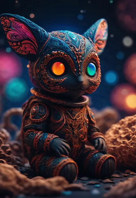 Magical creatures from mars, in mars, never seen before,dark creatures, cute and dark magical creatures from mars, zentangle, 3d crunch, cinematic, bioluminescent zentangle lines, (best quality,4k,8k,highres,masterpiece:1.2),ultra-detailed,realistic,photor...