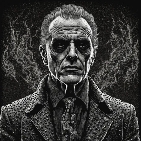 He Who Once Rocked in monster stipple art style