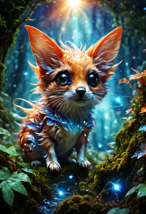 (best quality, 4k, 8k, high resolution, masterpiece: 1.2), ultra detailed, (realistic, photorealistic, photorealistic: 1.37), (a strange little animal, as if from another world, a spectacular magical creature, small size: 1.37 ), very striking and expressi...