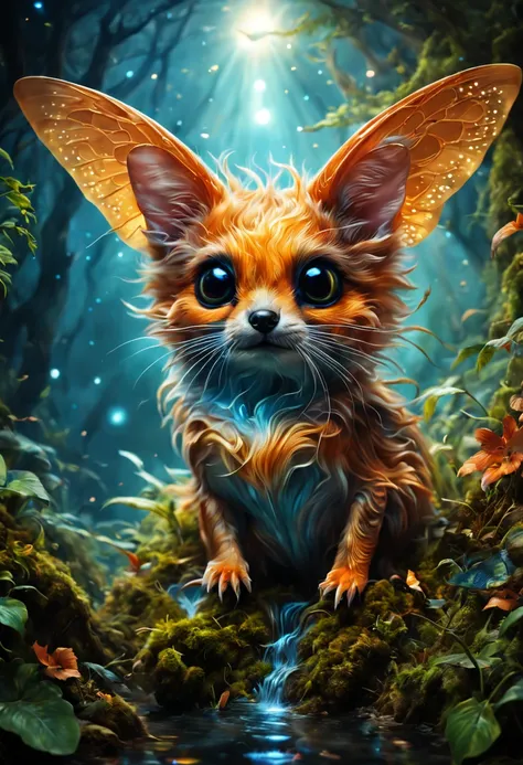 (best quality, 4k, 8k, high resolution, masterpiece: 1.2), ultra detailed, (realistic, photorealistic, photorealistic: 1.37), (a strange little animal, as if from another world, a spectacular magical creature, small size: 1.37 ), very striking and expressi...